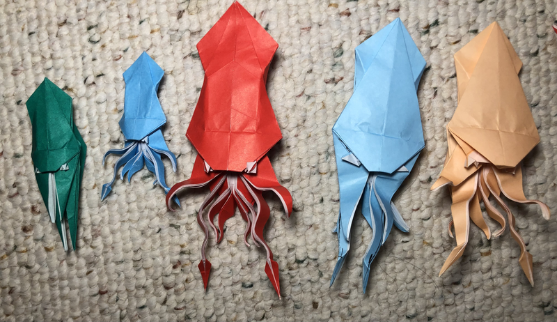 Squids, folded by me and Cal Origami members.
